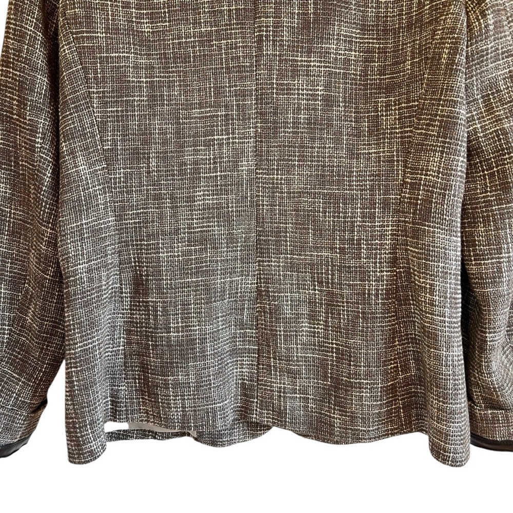 Maxmara woven cotton blazer with leather accents size 12 excellent condition - Picture 10 of 14